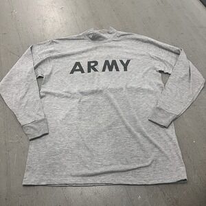 US Army PT Long Sleeve Shirt Medium Gray Physical Fitness Training Tee